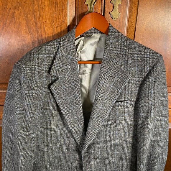 Lord & Taylor Fifth Avenue Collection Mens Blazer Jacket 40R Camel Hair Plaid - Picture 13 of 16